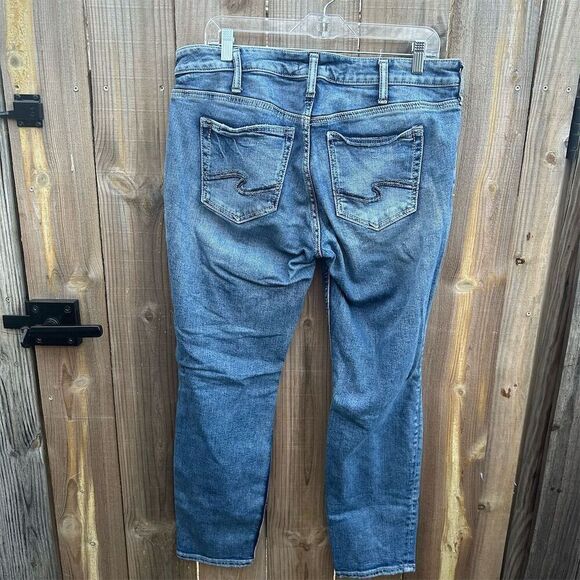 Silver Jeans Co. Women's Distressed Skinny Blue Denim Jeans Size 32x29 - Picture 4 of 7